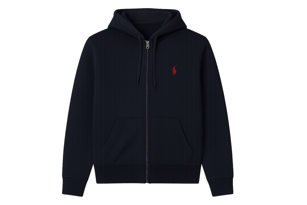 logo červené  a mikinu modrou