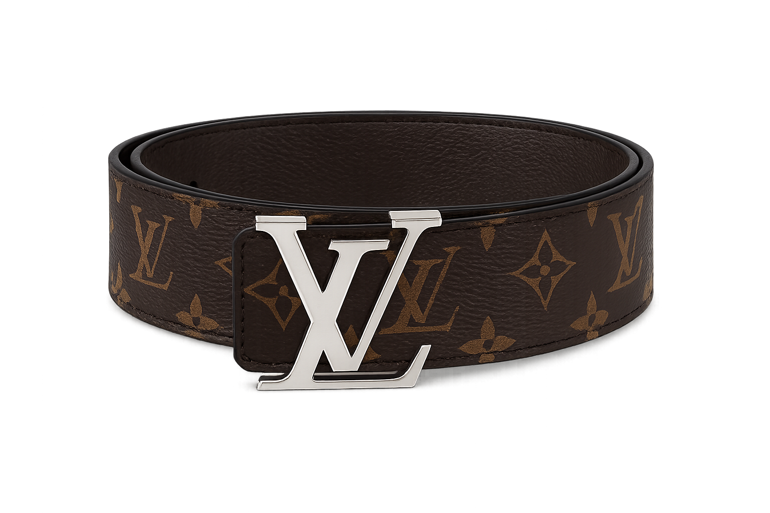 udelej mi obrazek louise vuitton pásku, chci tu stříbrnou variantu stříbrné kovaní ikonický koleny hned pasek s logama lv, pozadí bude průhledné, žádné pozadí pouze opasek (udelej stejne jako minuly obrázek variantu zlaty kovaní a hned pasek)